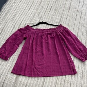 Ann Taylor Factory Fuchsia Off-Shoulder Top Size Small